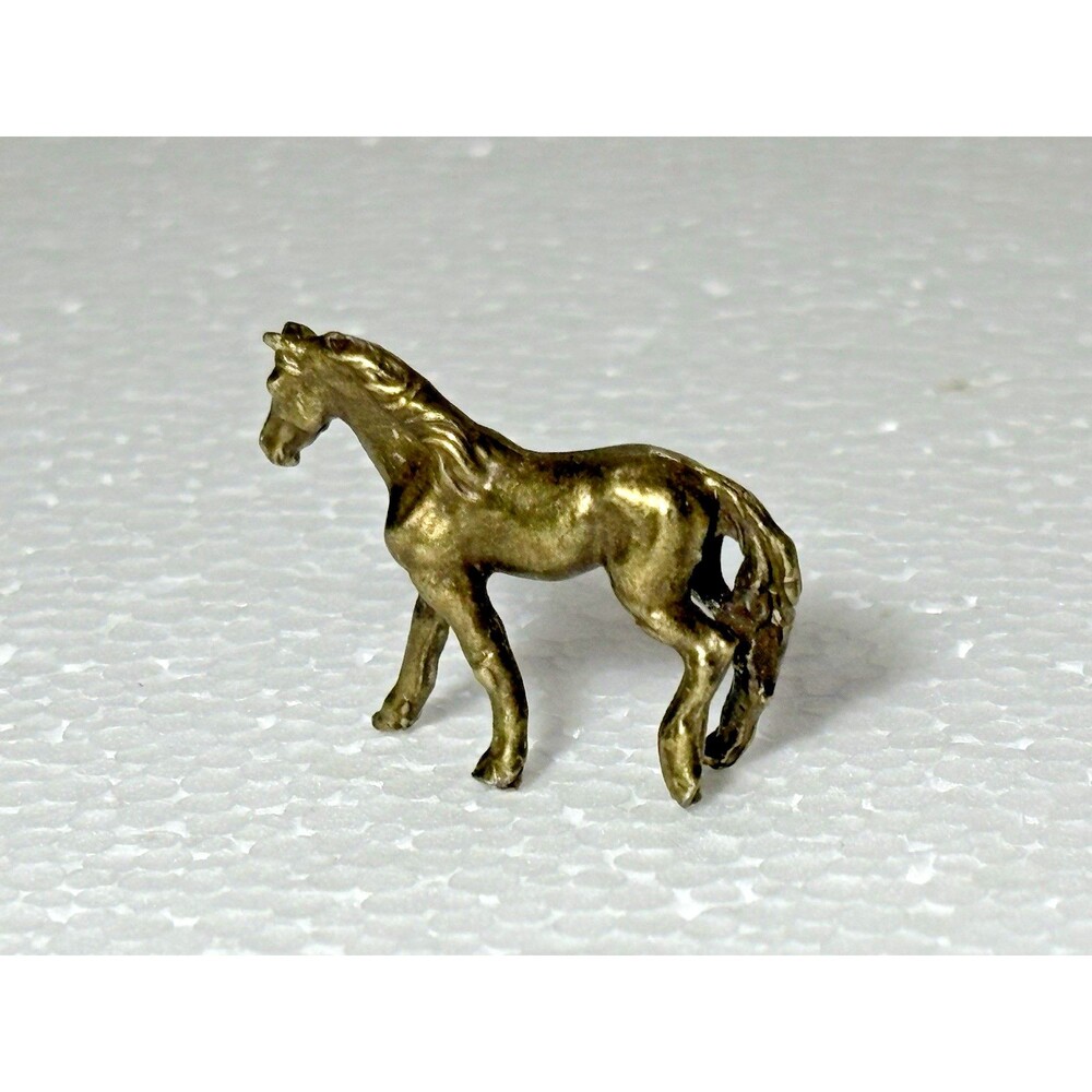 Miniature Horse Brass Figurine Vintage Style Bronze Mini Statue - Picture 1 of 8
